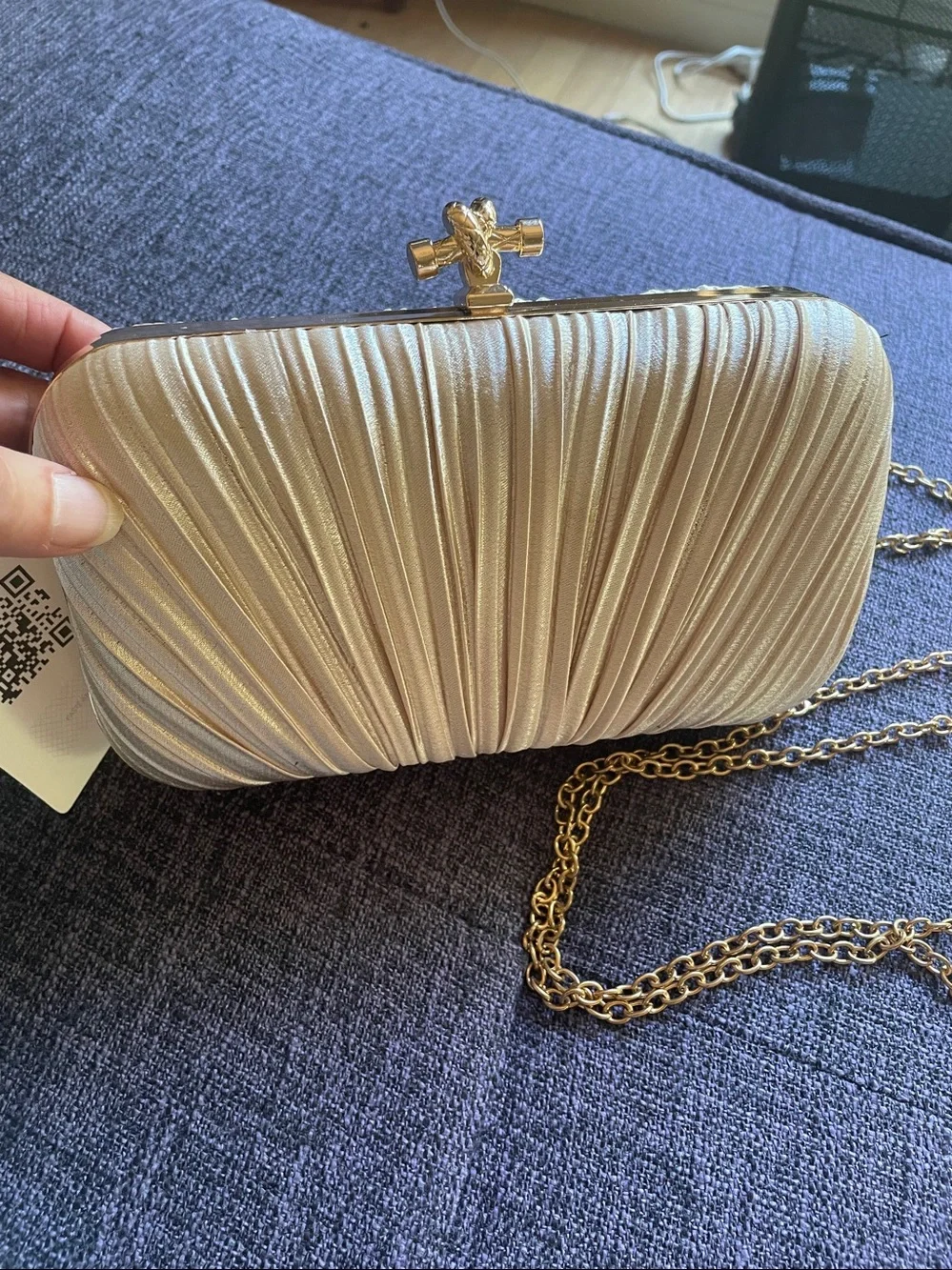 Cupshe - Spotlight Ribbed Metallic Champagne Clutch - NWT